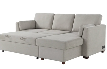 Coddle Luke BEIGE Sleeper Sofa with Reversible Chaise and Storage