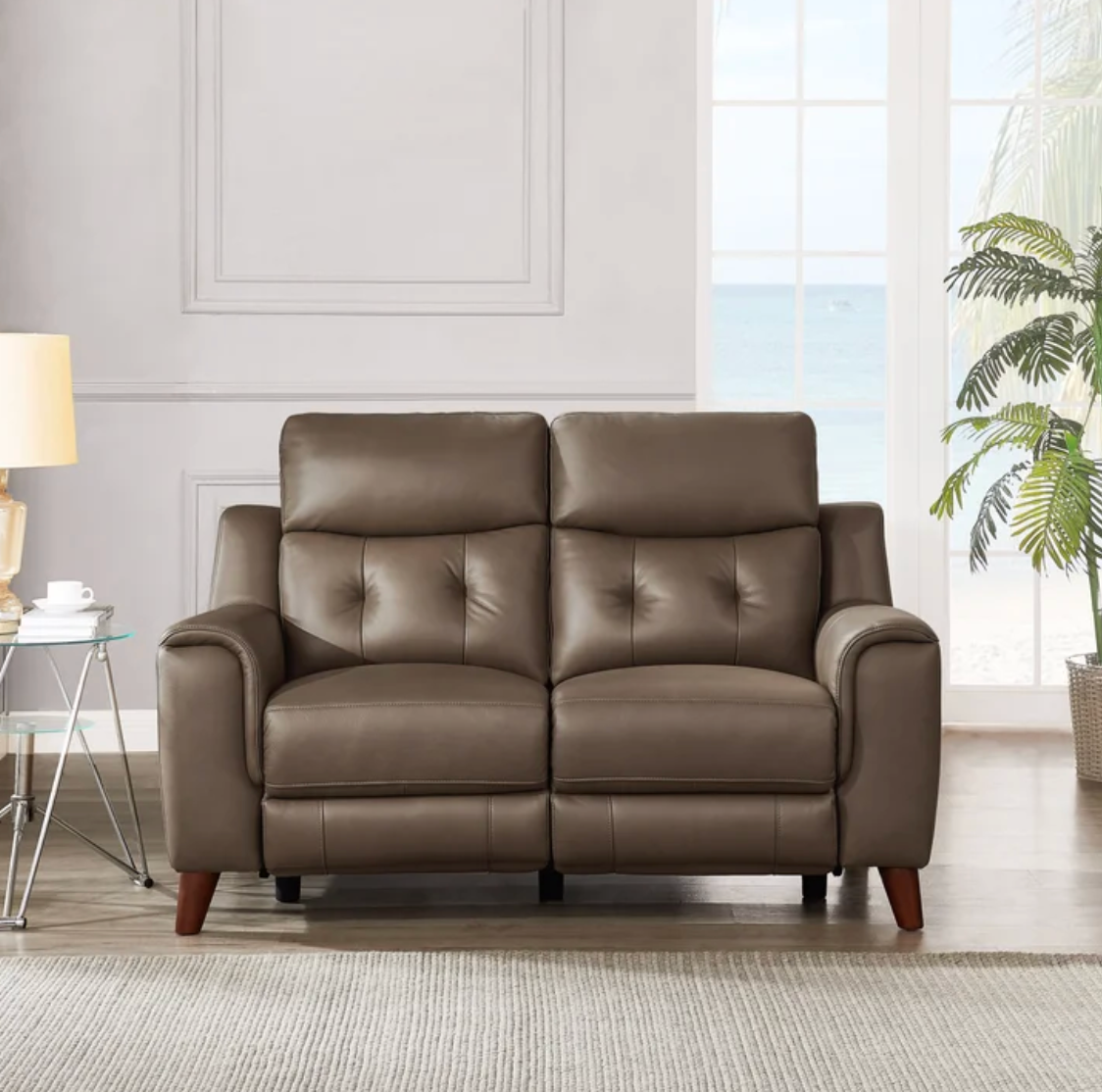 Malibu Leather Power Reclining Set with Power Headrests – Sofa & Loveseat