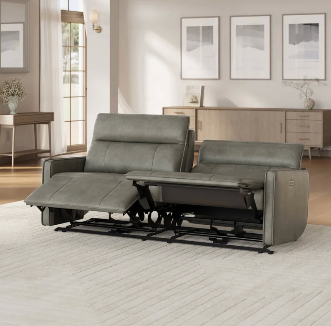 Henredon Keira Leather Zero-gravity Reclining Sofa