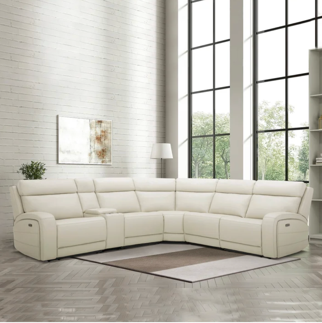 Gearhart Leather Power Reclining Sectional with Power Headrests