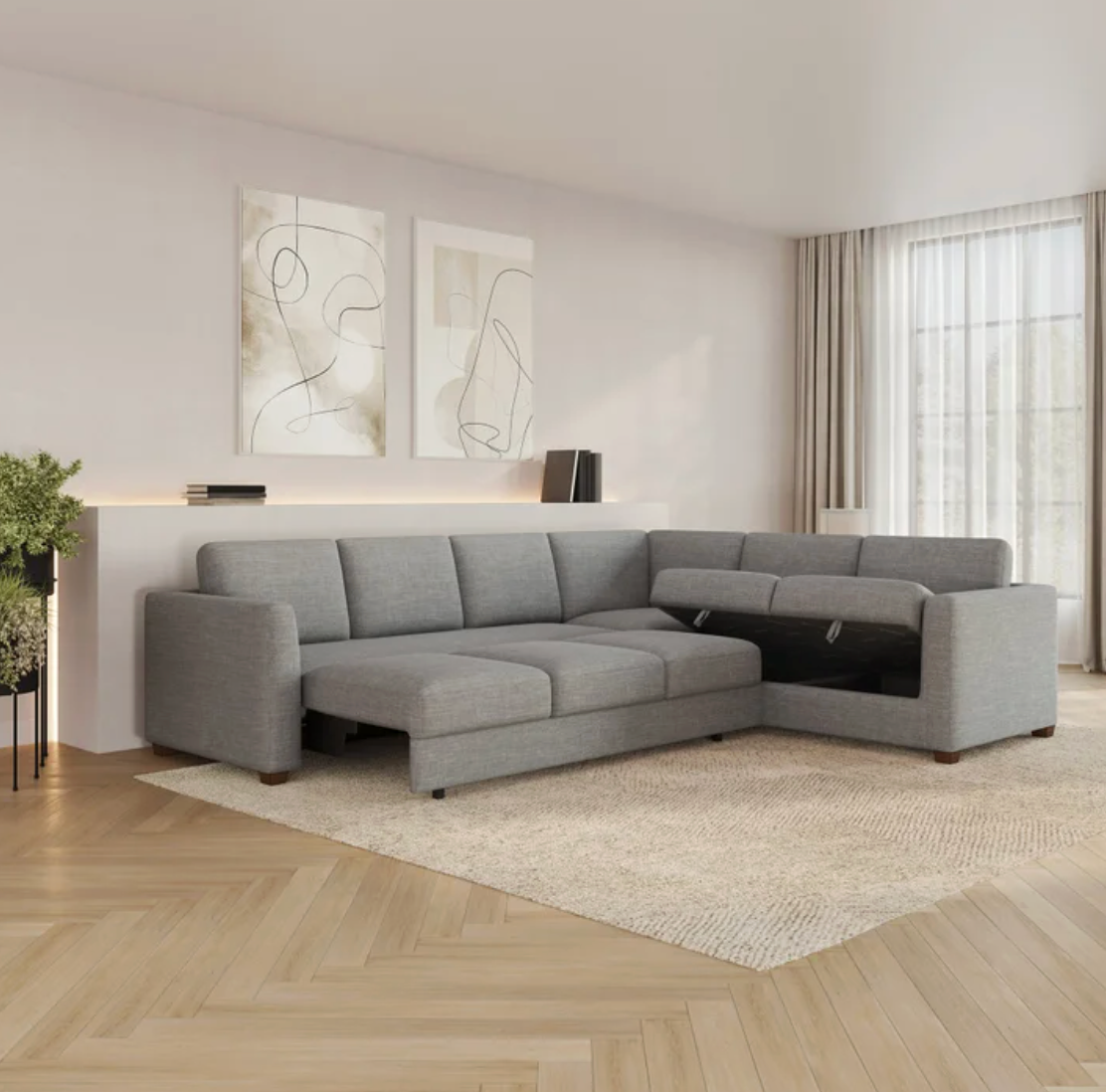 Thomasville Caler Convertible Sleeper Sectional with Storage