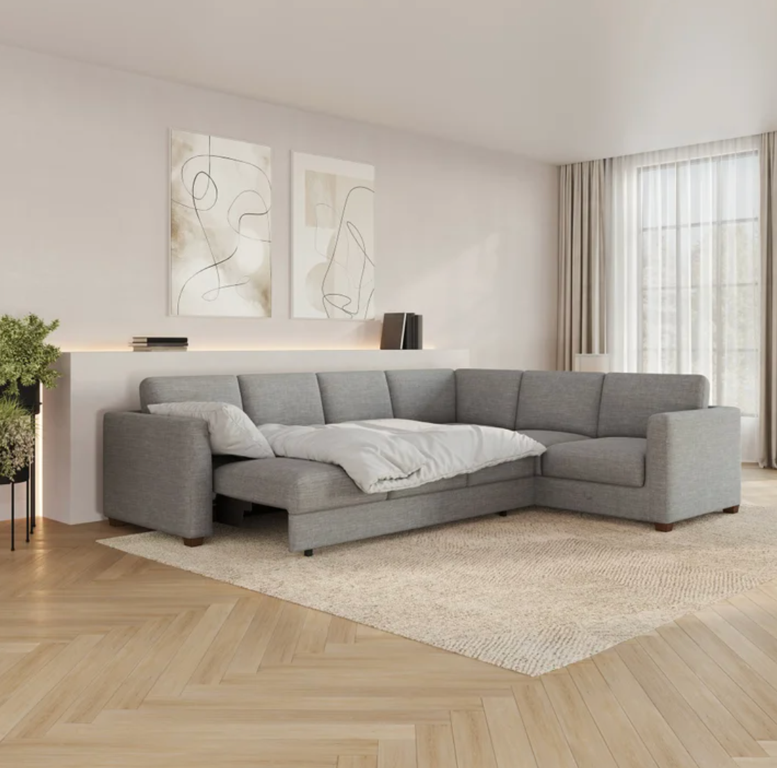 Thomasville Caler Convertible Sleeper Sectional with Storage