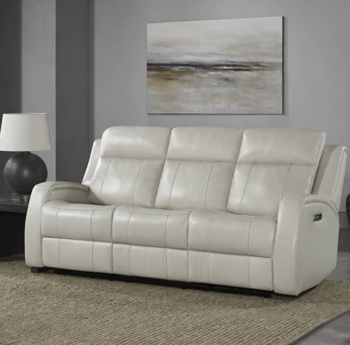Barcalounger Leather Power Reclining Sofa with Power Headrests