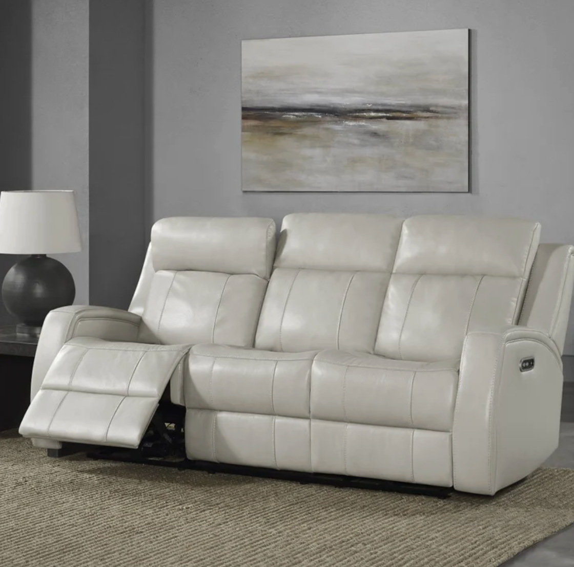 Barcalounger Leather Power Reclining Sofa with Power Headrests