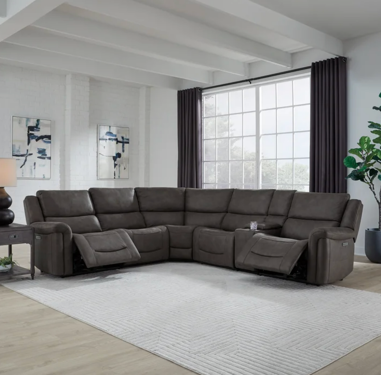 Carlin Fabric Power Reclining Sectional with Power Headrests