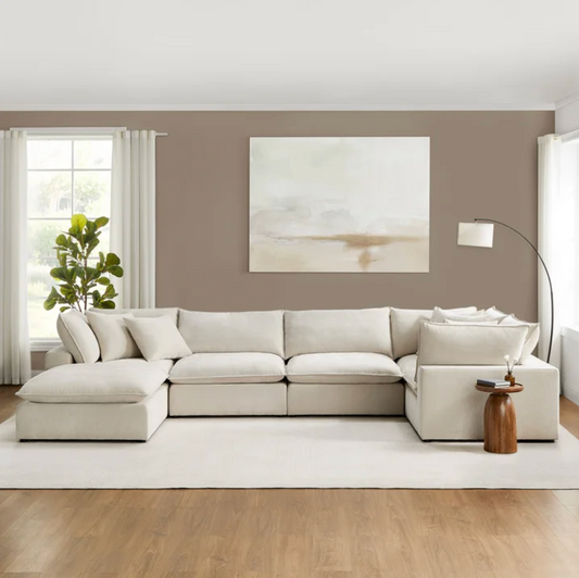 Sereen 6-piece Fabric Modular Sectional, Cream