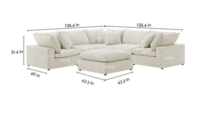 Sereen 6-piece Fabric Modular Sectional, Cream