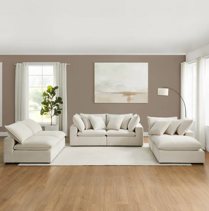 Sereen 6-piece Fabric Modular Sectional, Cream