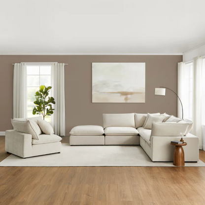 Sereen 6-piece Fabric Modular Sectional, Cream