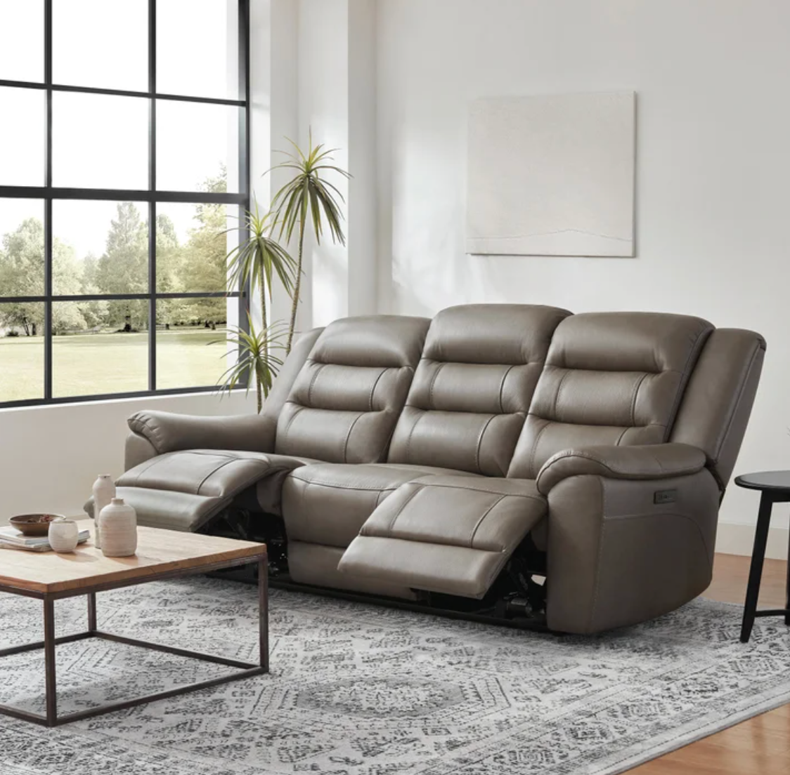 Mason Leather Power Reclining Set, Sofa and Chair, with Power Headrests