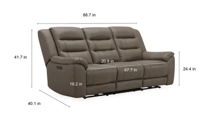 Mason Leather Power Reclining Set, Sofa and Chair, with Power Headrests