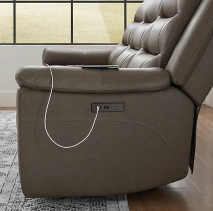 Mason Leather Power Reclining Set, Sofa and Chair, with Power Headrests