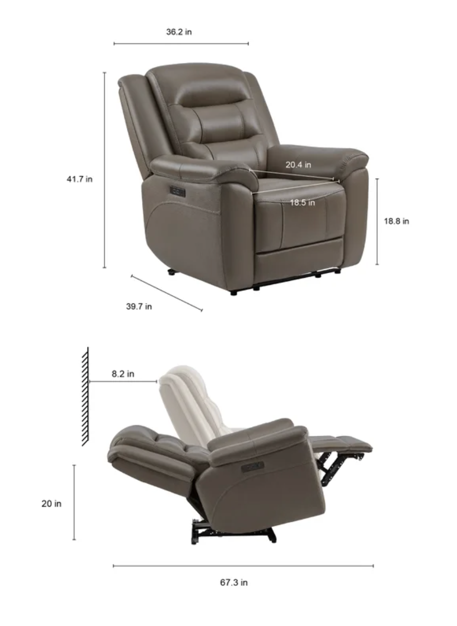 Mason Leather Power Reclining Set, Sofa and Chair, with Power Headrests