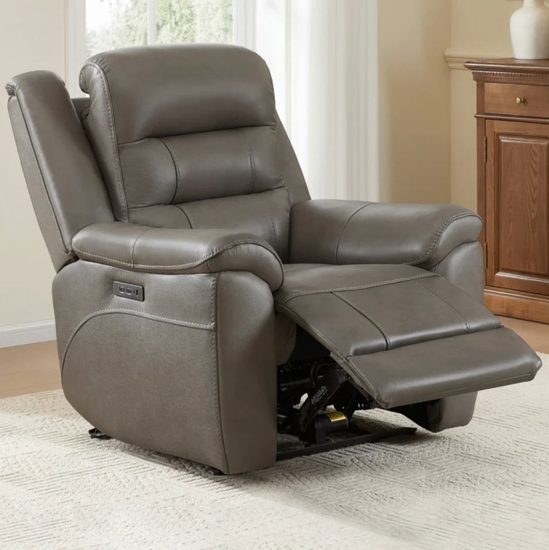 Mason Leather Power Reclining Set, Sofa and Chair, with Power Headrests