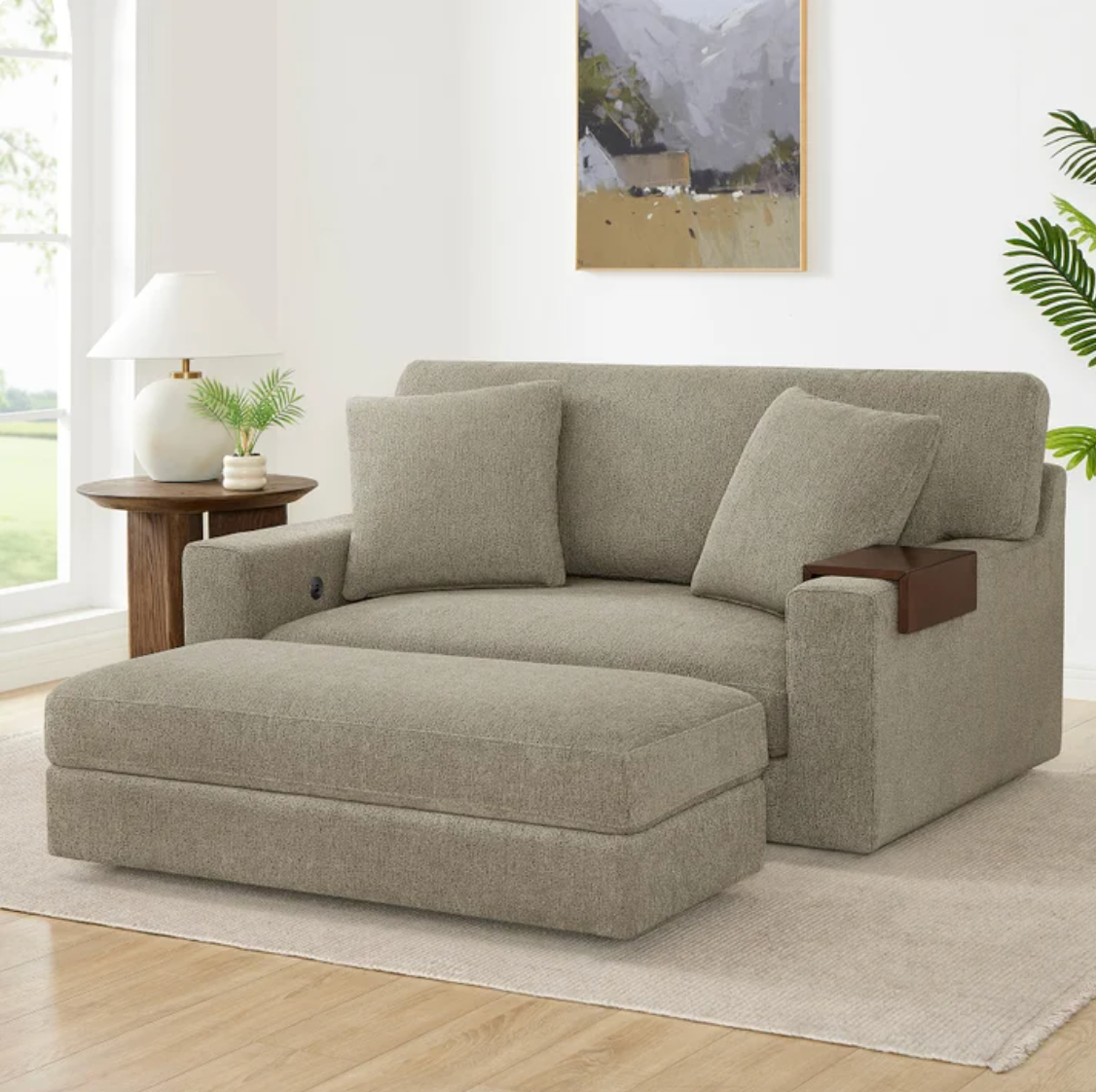 Thomasville Gilroy Fabric Oversized Storage Chair and Storage Ottoman