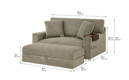Thomasville Gilroy Fabric Oversized Storage Chair and Storage Ottoman