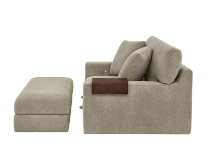 Thomasville Gilroy Fabric Oversized Storage Chair and Storage Ottoman