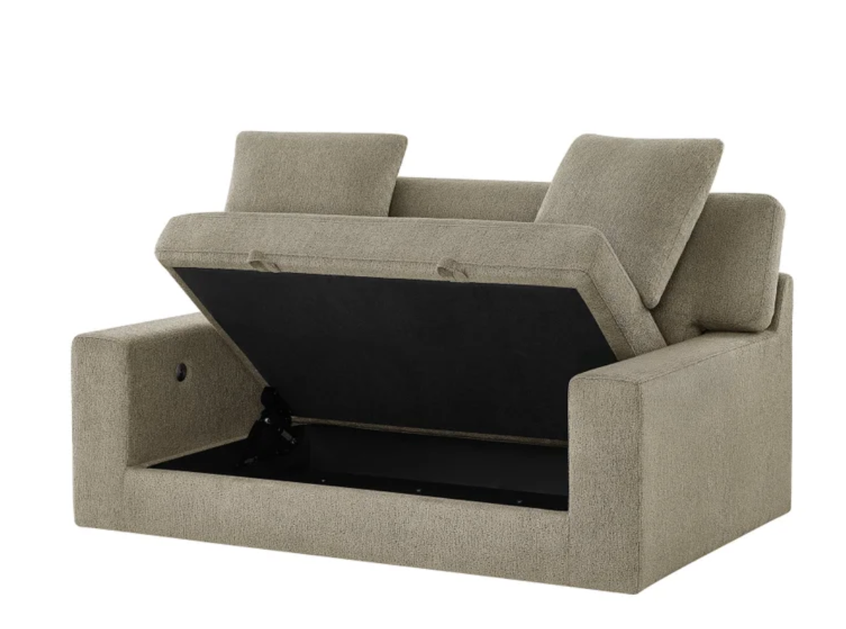 Thomasville Gilroy Fabric Oversized Storage Chair and Storage Ottoman