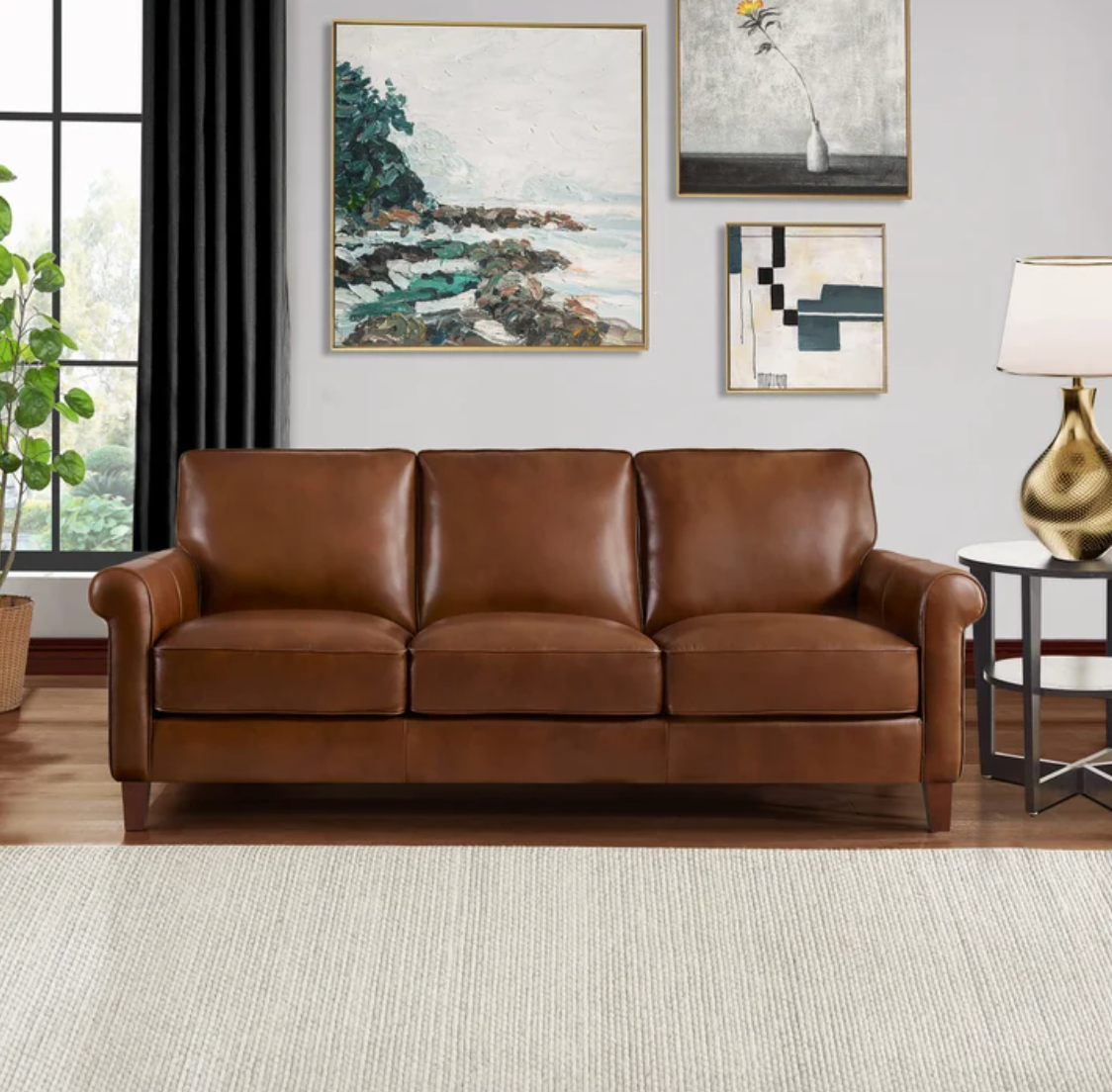 Larsen 2-piece Top Grain Leather Set - Sofa, Chair