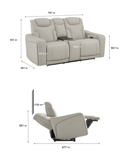 Alton Leather Power Reclining Sofa with Power Headrests