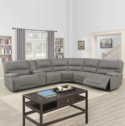 Argento 6-piece Fabric Power Reclining Sectional with Power Headrests