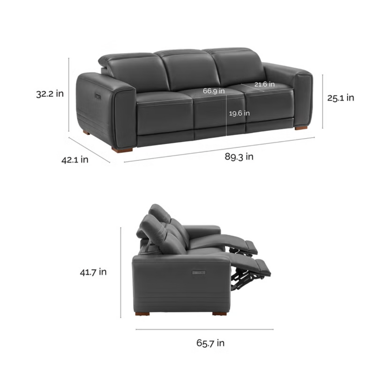 Karson Leather Power Reclining Sofa with Power Headrests