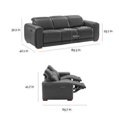Karson Leather Power Reclining Sofa with Power Headrests