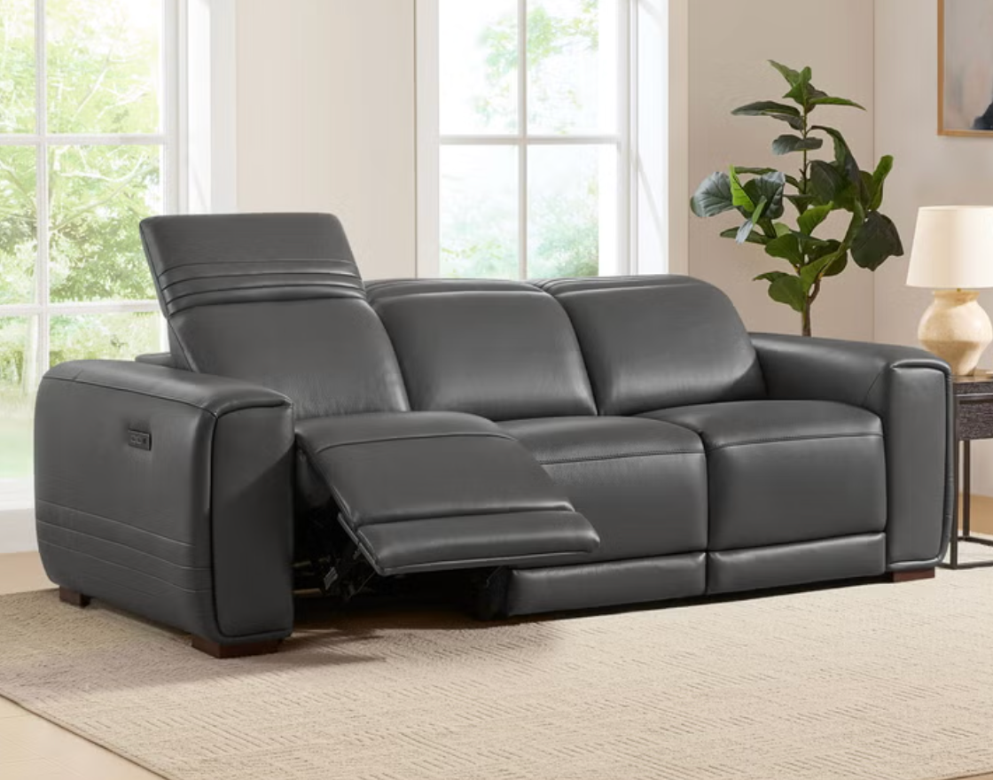 Karson Leather Power Reclining Sofa with Power Headrests