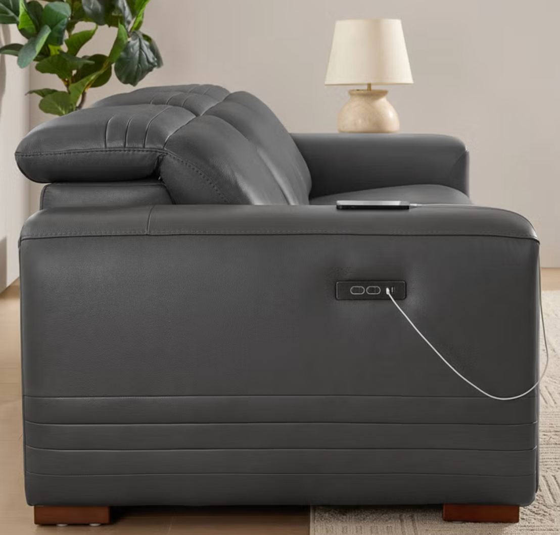 Karson Leather Power Reclining Sofa with Power Headrests
