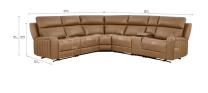 Barcalounger Rowan Leather Power Reclining Sectional with Power Headrests