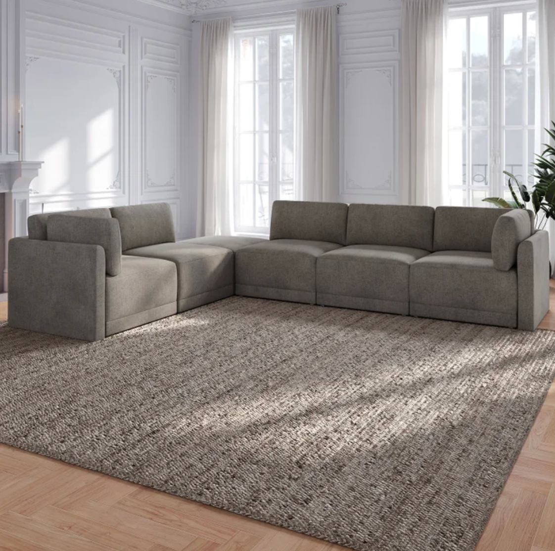 Thomasville Fallon Modular Sectional Gray with Ottoman