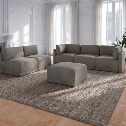 Thomasville Fallon Modular Sectional Gray with Ottoman