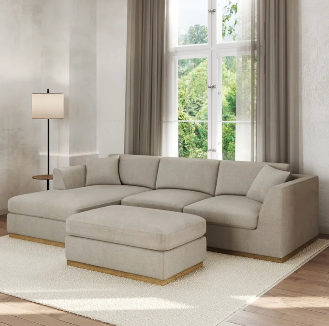 Henredon Caley Reversible Sofa Chaise with Ottoman