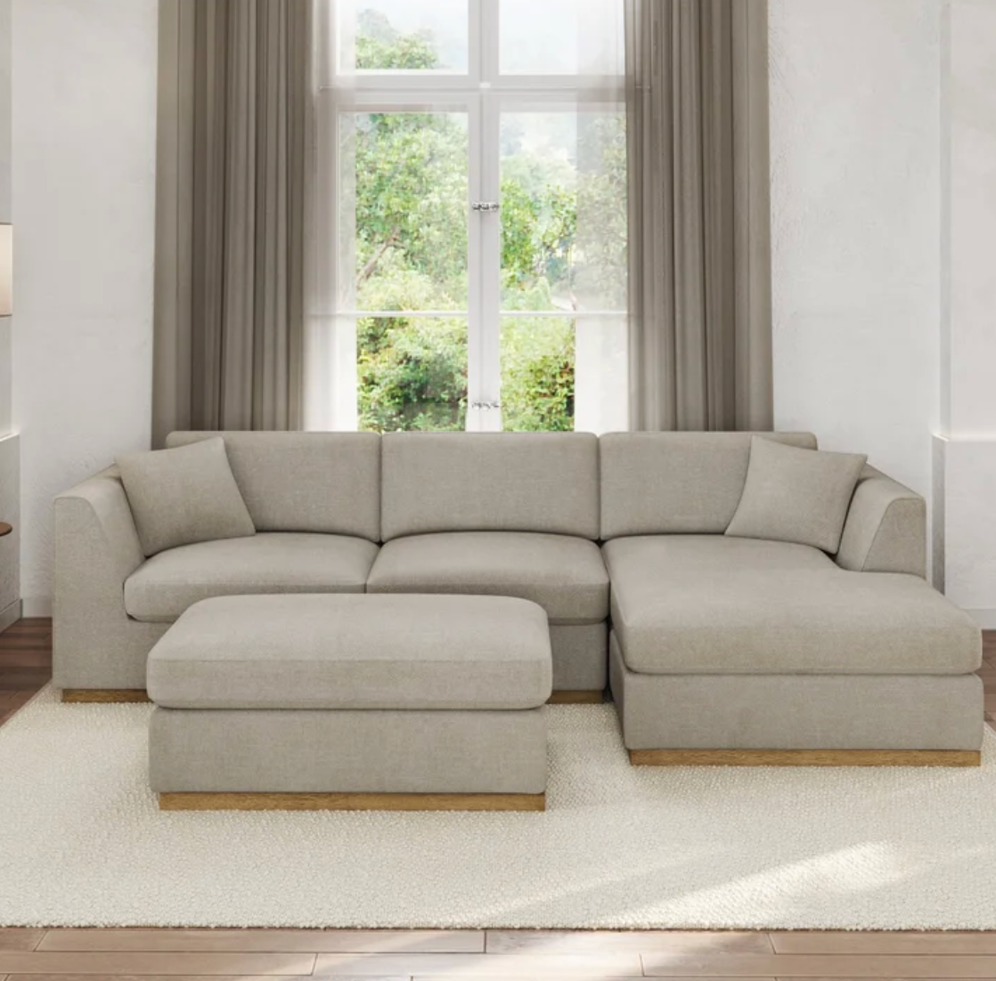 Henredon Caley Reversible Sofa Chaise with Ottoman