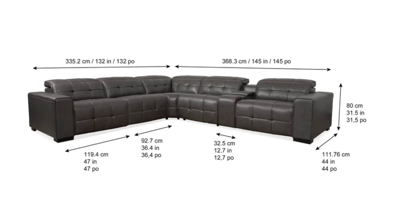 Ivy 6-piece Leather Power Reclining Sectional with Power Headrests