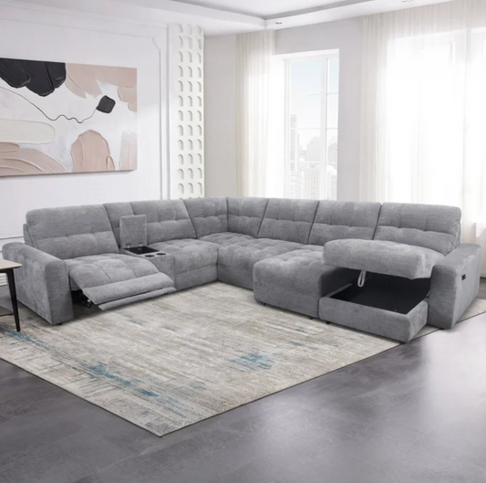 Emma Fabric Power Reclining Sectional with Power Footrest