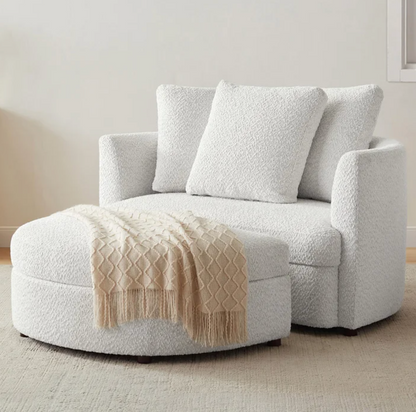 Holley Oversized Fabric Accent Chair with Storage Ottoman