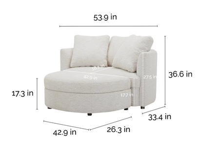 Holley Oversized Fabric Accent Chair with Storage Ottoman