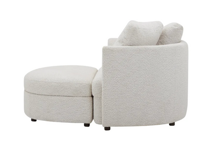 Holley Oversized Fabric Accent Chair with Storage Ottoman