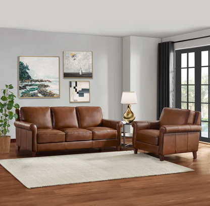 Larsen 2-piece Top Grain Leather Set - Sofa, Chair