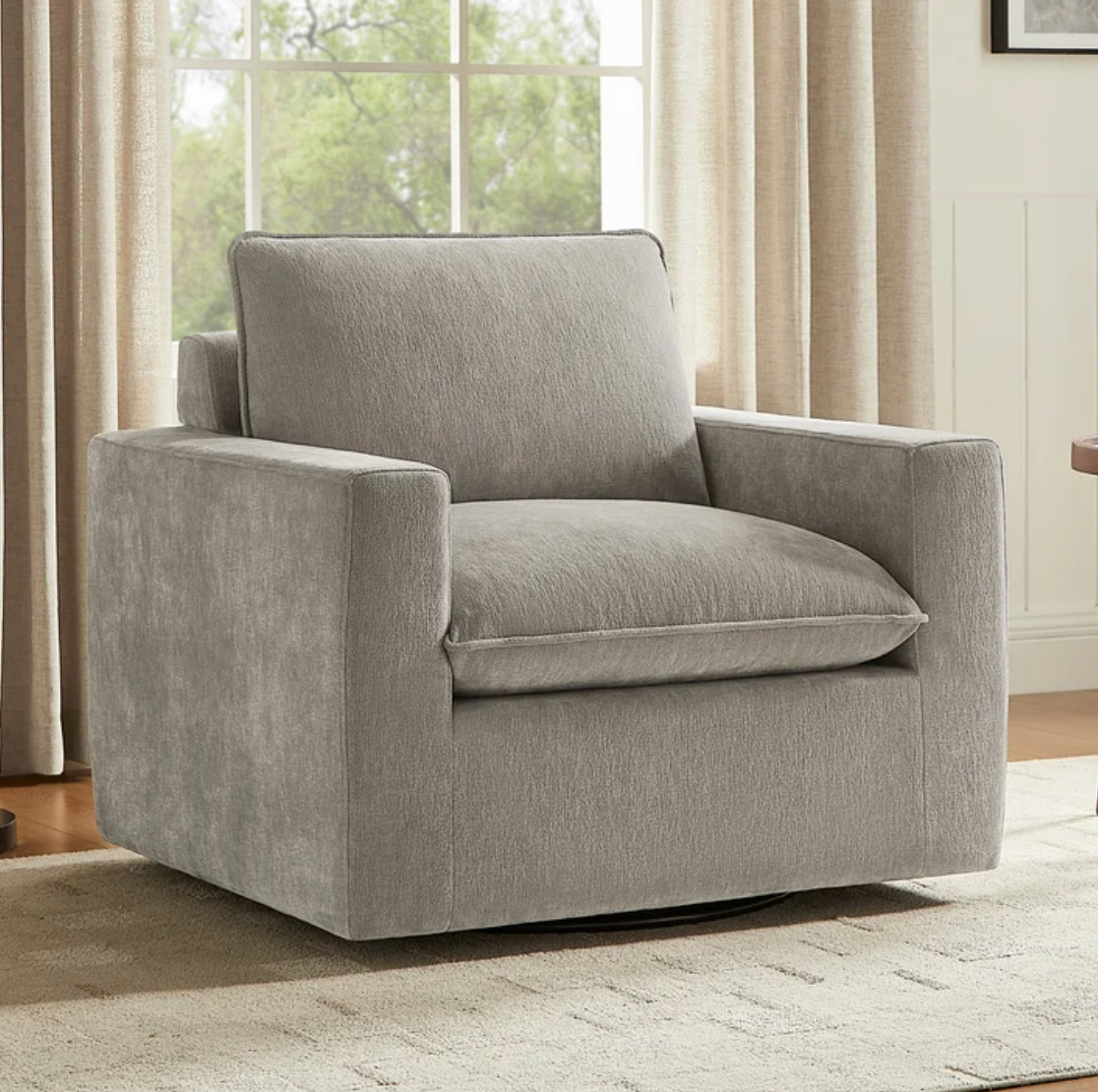 Sereen Fabric Swivel Accent Chair - Taupe