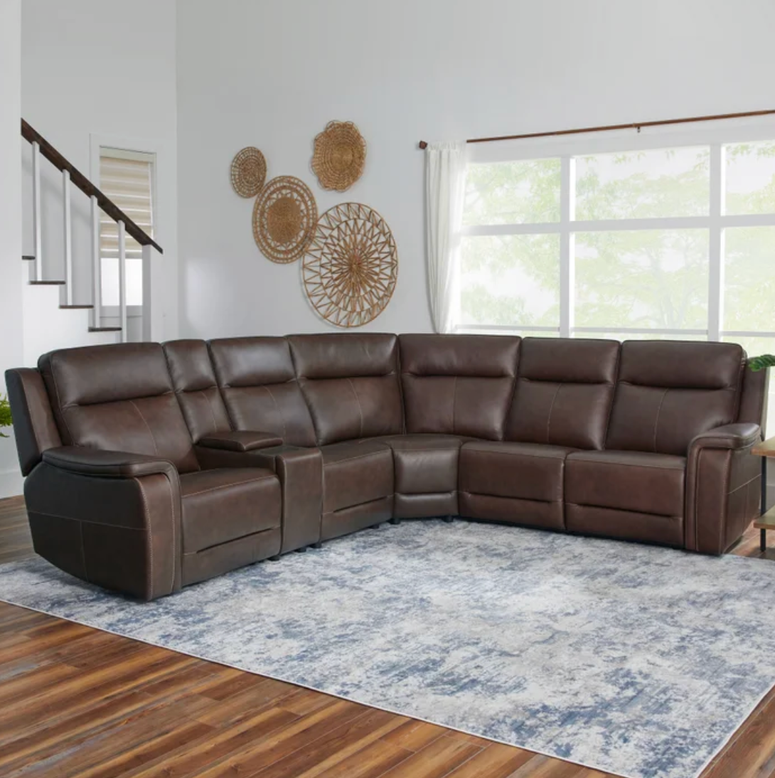 Flexsteel Griffin Italian Leather Zero Gravity Reclining Sectional with Power Headrests