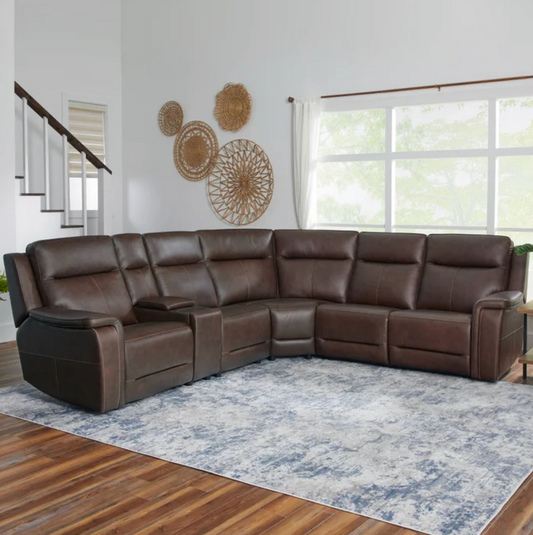 Flexsteel Griffin Italian Leather Zero Gravity Reclining Sectional with Power Headrests