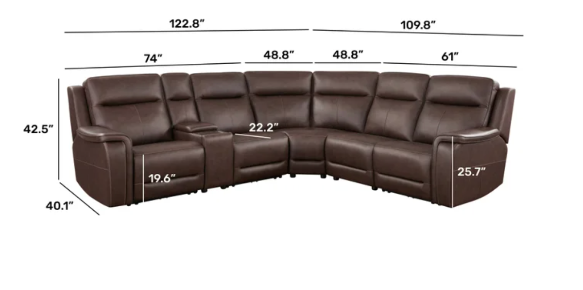 Flexsteel Griffin Italian Leather Zero Gravity Reclining Sectional with Power Headrests