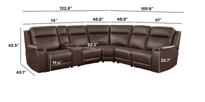 Flexsteel Griffin Italian Leather Zero Gravity Reclining Sectional with Power Headrests