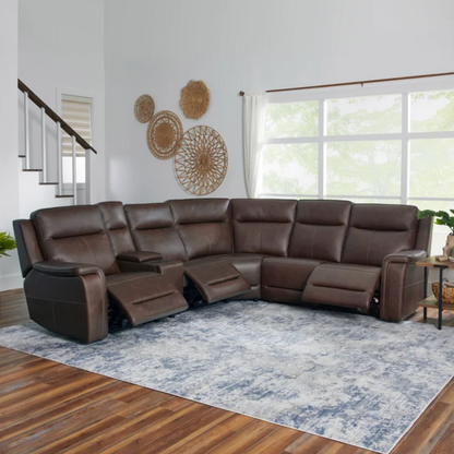 Flexsteel Griffin Italian Leather Zero Gravity Reclining Sectional with Power Headrests