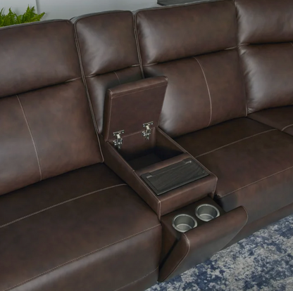 Flexsteel Griffin Italian Leather Zero Gravity Reclining Sectional with Power Headrests