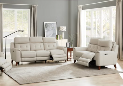 Malibu Leather Power Reclining Set with Power Headrests – Sofa & Loveseat