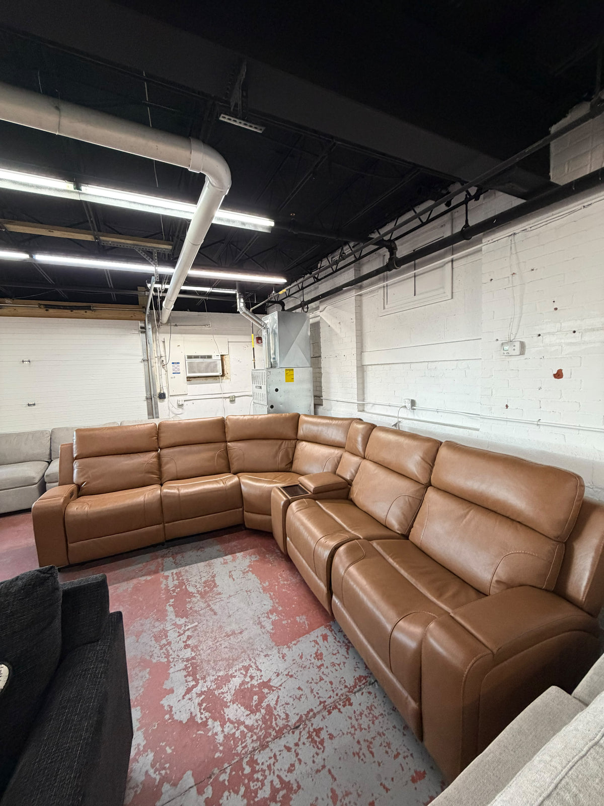 Barcalounger Rowan Leather Power Reclining Sectional with Power Headrests