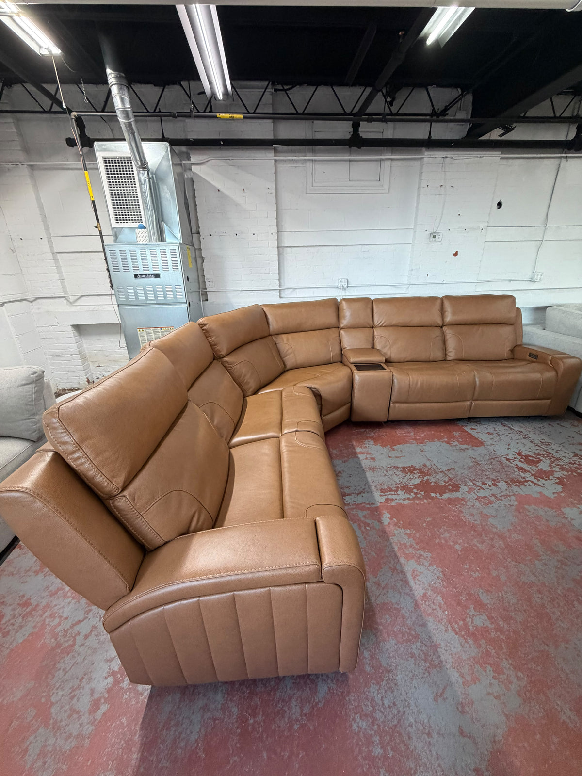 Barcalounger Rowan Leather Power Reclining Sectional with Power Headrests